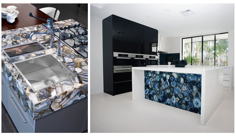 Semi-precious stone surfaces by Oreana